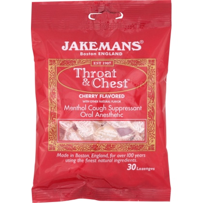 JAKEMANS: Lozenge Throat and Chest Menthol Cherry, 30 pc