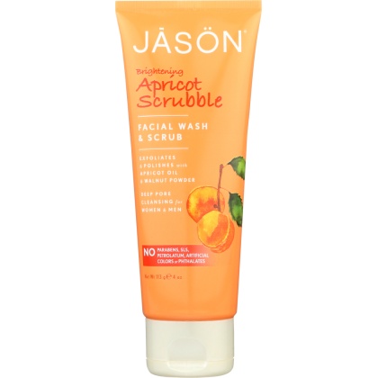 JASON: Brightening Apricot Scrubble Facial Wash & Scrub, 4 oz