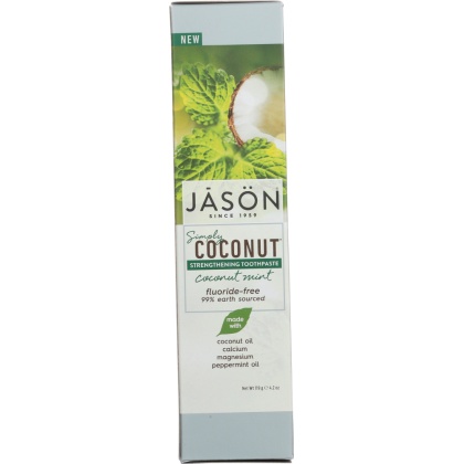 JASON: Toothpaste Simply Coconut Strengthening Mint Fluoride Free, 4.2 oz