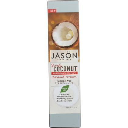 JASON: Toothpaste Simply Coconut Whitening Cream, 4.2 oz