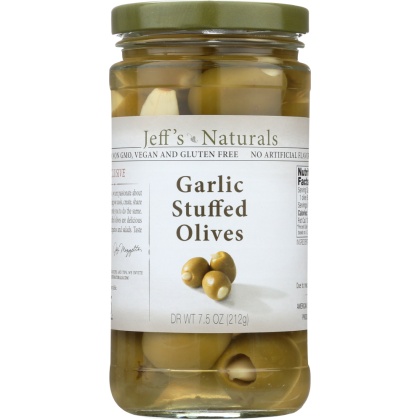 JEFF\'S NATURALS: Garlic Stuffed Olives, 7.5 oz