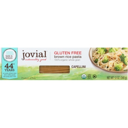 JOVIAL: Organic Brown Rice Pasta Gluten Free Capellini, 12 oz