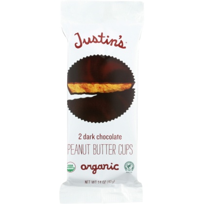 JUSTINS: Organic Peanut Butter Cups Dark Chocolate, 1.4 oz