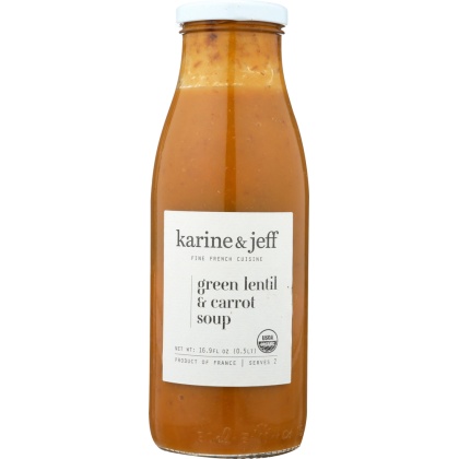 KARINE & JEFF: Soup Green Lentils Carrot, 16.9 oz