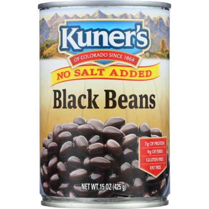 KUNER\'S: Black Beans No Salt Added, 15 Oz