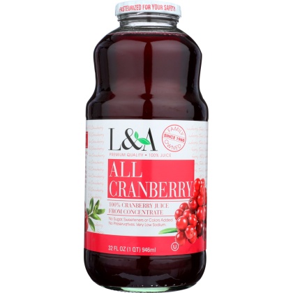 L & A JUICE: All Cranberry Juice, 32 oz