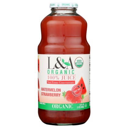 L & A JUICE: Organic Watermelon Strawberry Juice, 32 Oz