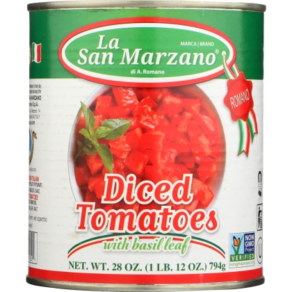 LA SAN MARZANO: Diced Tomatoes with Basil Leaf, 28 fl oz