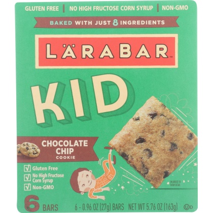 LARABAR: Kids Chocolate Chip Cookie Bar, 5.76 oz