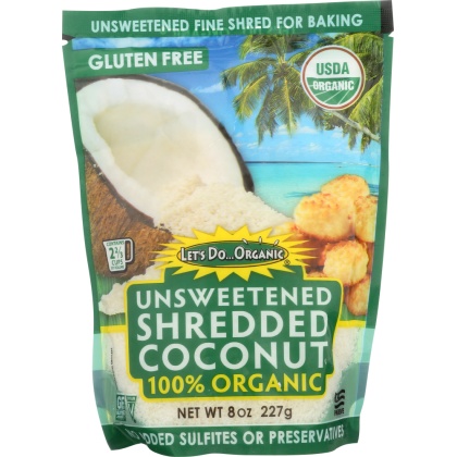 LET\'S DO ORGANIC: Shredded Coconut Unsweetened, 8 oz