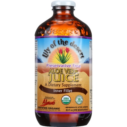 LILY OF THE DESERT: Organic Aloe Vera Juice Inner Fillet Preservative Free, 32 oz