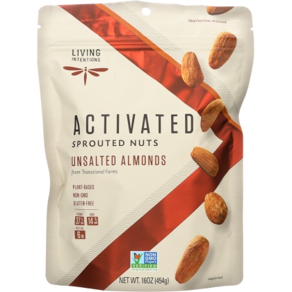 LIVING INTENTIONS: Sprouted Almonds Unsalted, 16 oz