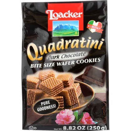 LOACKER: Quadratini Dark Chocolate Wafer Cookies, 8.82 Oz