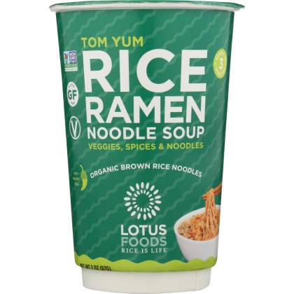 LOTUS FOODS: Tom Yum Rice Ramen Noodle Soup Cup, 2 oz
