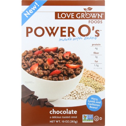 LOVE GROWN: Foods Power O\'s Cereal Chocolate, 10 oz