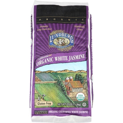 LUNDBERG: Organic California White Jasmine Rice, 25 lb