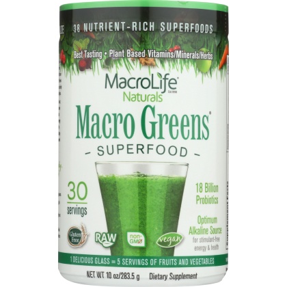 MACROLIFE NATURALS: Macro Greens Nutrient-Rich Superfoods, 10 oz