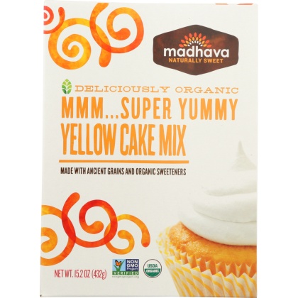 MADHAVA HONEY: Ancient Grains And Organic Sweeteners Yellow Cake Mix, 15.2 oz