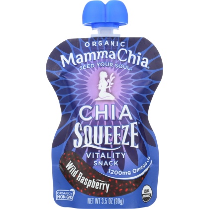 MAMMA CHIA: Squeeze Vitality Snack Wild Raspberry, 3.5 oz