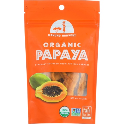 MAVUNO HARVEST: Dried Fruit Organic Papaya, 2 oz