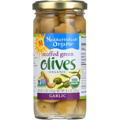 MEDITERRANEAN ORGANICS: Stuffed Green Olives Garlic Organic, 9 oz