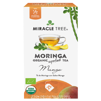 MIRACLE TREE: Organic Moringa Superfood Mango Tea, 25 bg