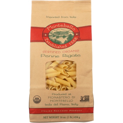 MONTEBELLO: Organic Penne Rigate Pasta, 16 oz