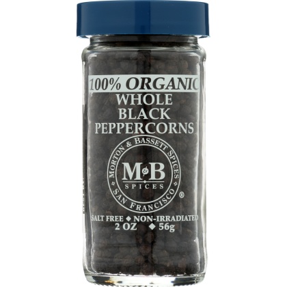 MORTON & BASSETT: Organic Whole Black Peppercorns, 2 oz