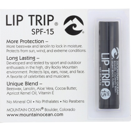 MOUNTAIN OCEAN: Lip Trip SPF-15, 0.165 Oz