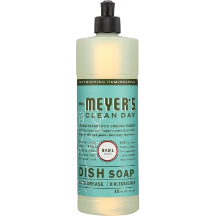 MRS. MEYER\'S: Clean Day Liquid Dish Soap Basil Scent, 16 oz