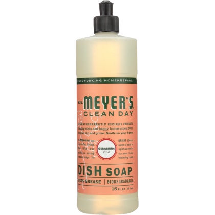 MRS. MEYER\'S: Clean Day Liquid Dish Soap Geranium Scent, 16 oz