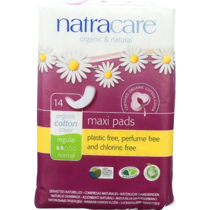 NATRACARE: Organic & Natural Maxi Pads Regular, 14 Pads