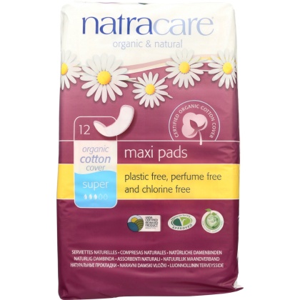 NATRACARE: Super Natural Maxi Pads, 12 pc