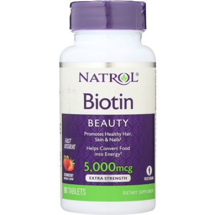 NATROL: Biotin Strawberry Flavor 5000 mcg, 90 Tablets