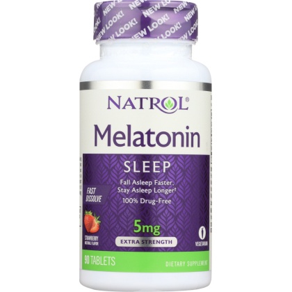 NATROL: Melatonin Fast Dissolve Tablets Strawberry 5 mg, 90 tablets