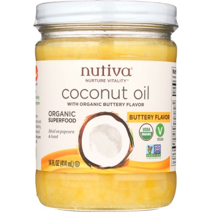 NUTIVA: Coconut Oil Organic Buttery Flavor, 14 Oz