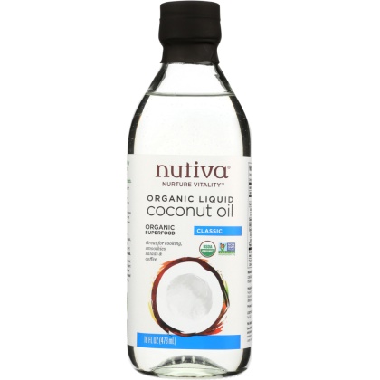 NUTIVA: Liquid Coconut Oil Classic Glass, 16 oz