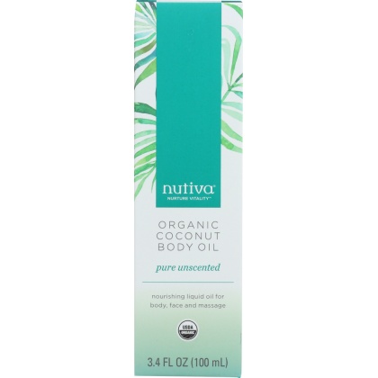 NUTIVA: Oil Body Coconut Unscented, 3.4 oz