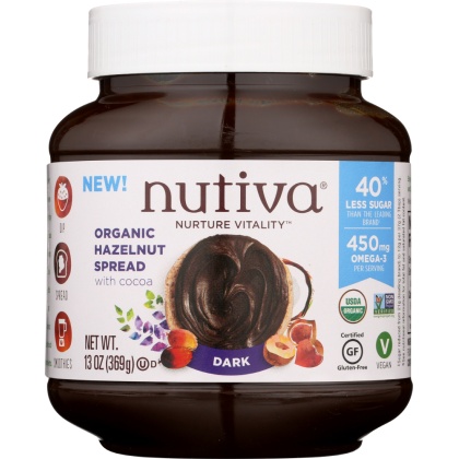 NUTIVA: Organic Hazelnut Spread Dark, 13 oz