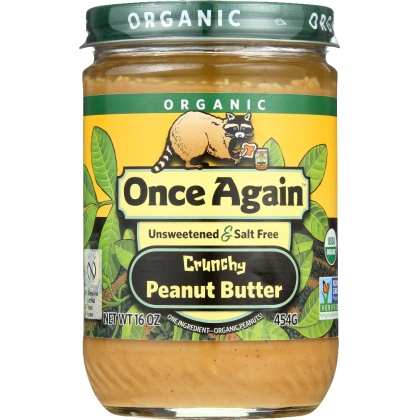 ONCE AGAIN: Organic Peanut Butter Salt Free Crunchy, 16 oz