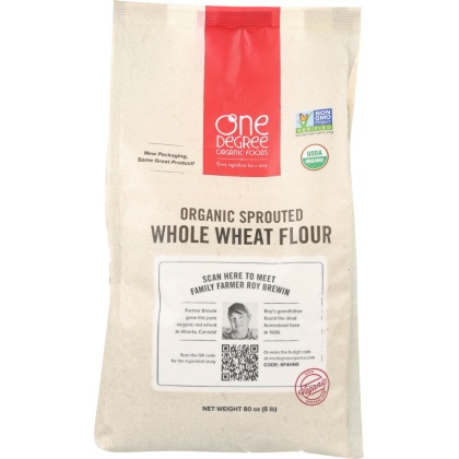 ONE DEGREE: Flour Whole Wheat Sprouted Organic, 80 oz