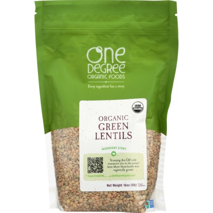 ONE DEGREE: Organic Green Lentils, 16 oz