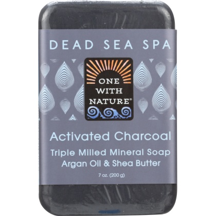 ONE WITH NATURE: Activated Charcoal Triple Milled Mineral Soap Argan Oil & Shea Butter, 7 oz