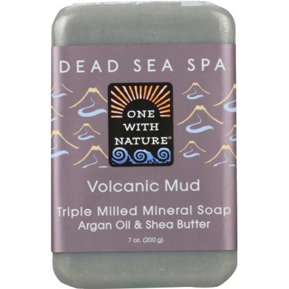 ONE WITH NATURE: Volcanic Mud Triple Milled Mineral Bar Soap Argan Oil & Shea Butter, 7 oz