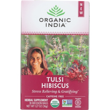 ORGANIC INDIA: Tea Hibiscus Infusion Tulsi, 18 bg