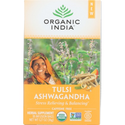 ORGANIC INDIA: Tulsi Ashwagandha Tea, 18 bg