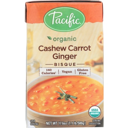 PACIFIC FOODS: Soup Cashew Carrot Ginger Bisque, 17.6 oz