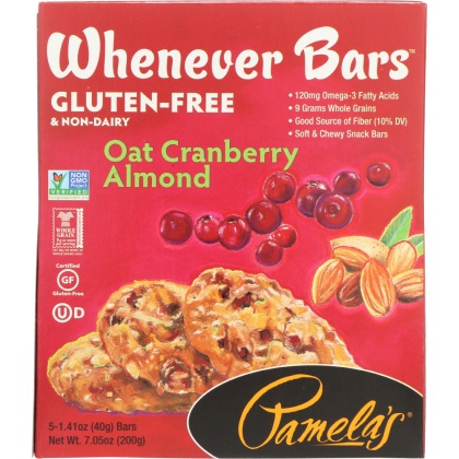 PAMELA\'S: Whenever Bars Oat Cranberry Almond, 7.05 oz