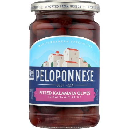 PELOPONNESE: Pitted Kalamata Gourmet Black Olives, 6 oz