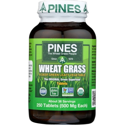 PINES WHEAT GRASS: Organic Wheat Grass 500 mg, 250 Tablets